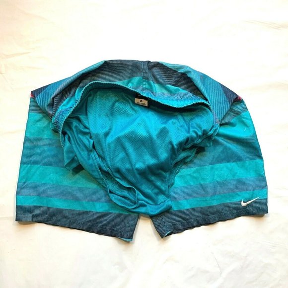 Nike Swim Trunks Board Shorts Mens Medium M Mesh Brief‎ Swoosh Colorful Striped - Picture 8 of 12